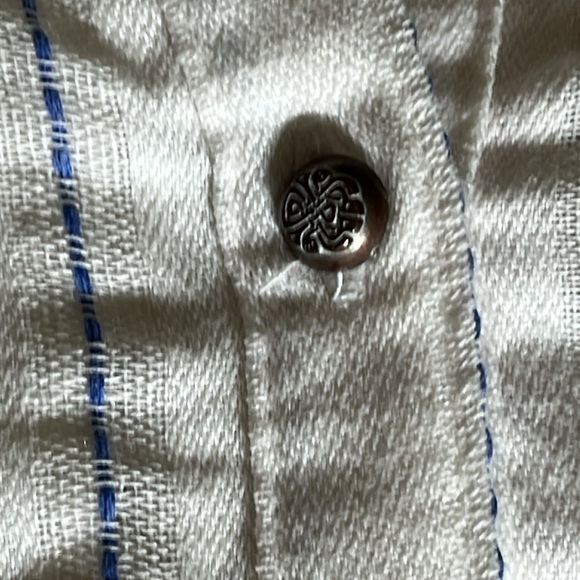 Aratta Silent Journey size XL white striped multi media button down shirt - Picture 15 of 16